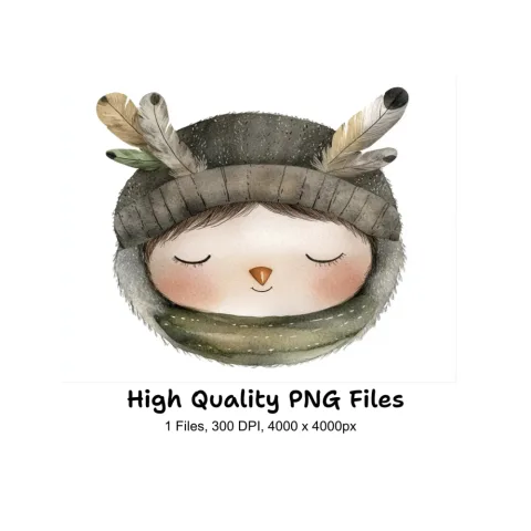Sweet Woodland Child with Feathers Clipart Bundle