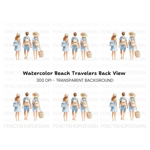 Family Beach Walk Clipart Bundle
