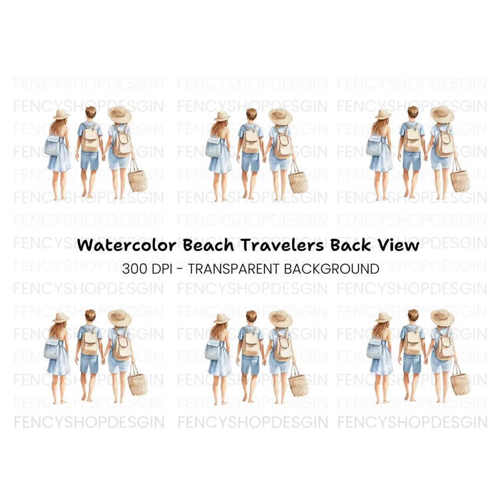 Family Beach Walk Clipart Bundle