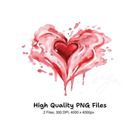 Abstract Heart Splash Clipart Bundle