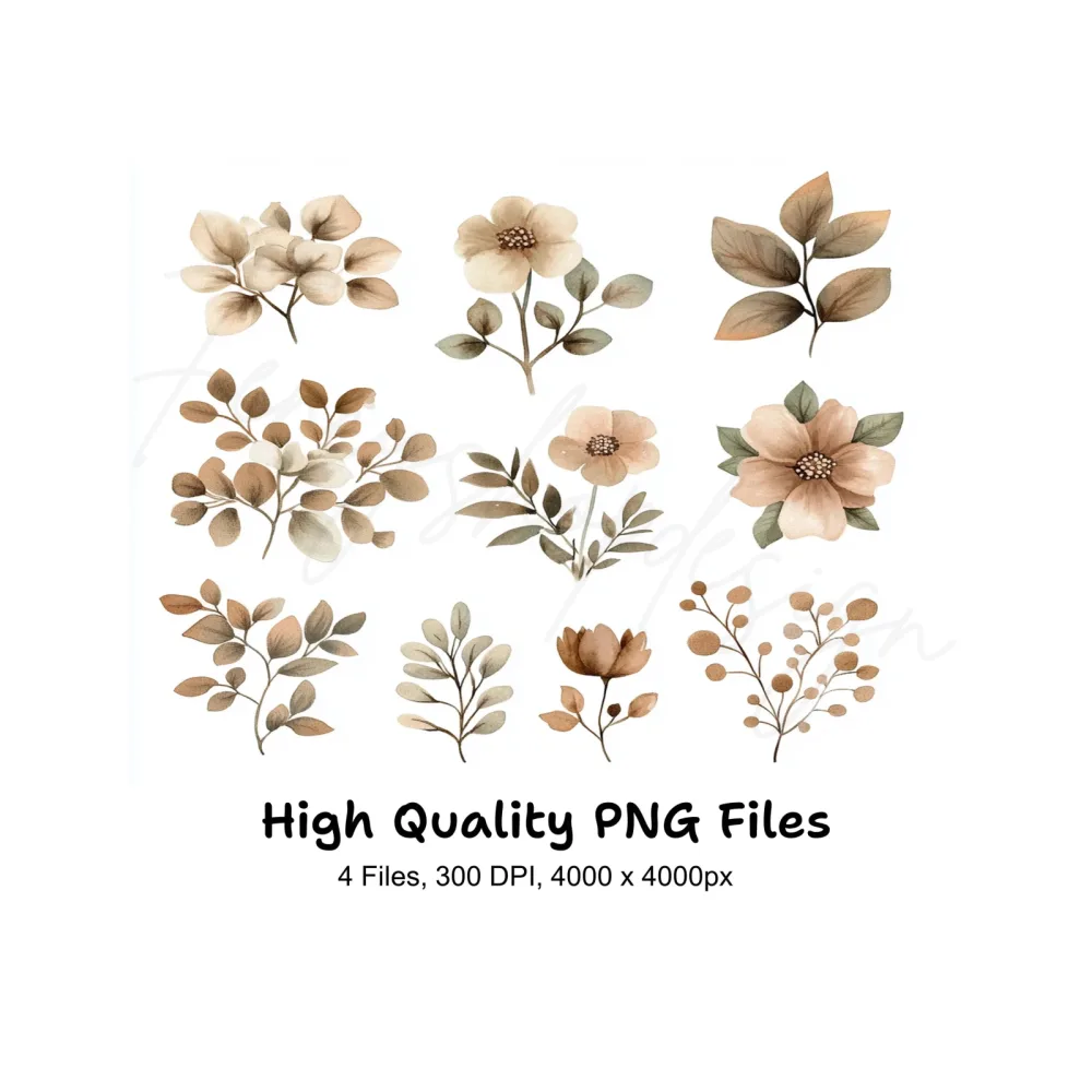 Boho Floral Clipart Bundle