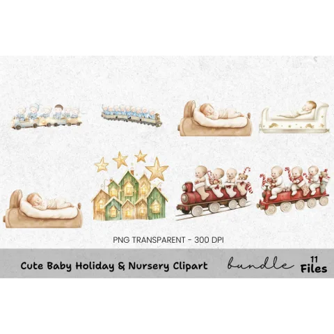Christmas Babies Clipart Bundle