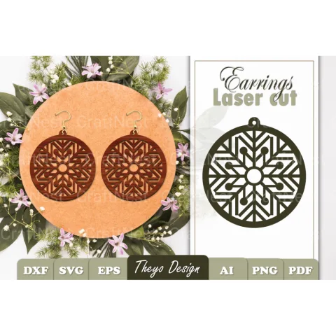 Snowflake Mandala Earrings SVG Bundle