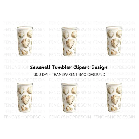 Seashells Tumbler Clipart Bundle