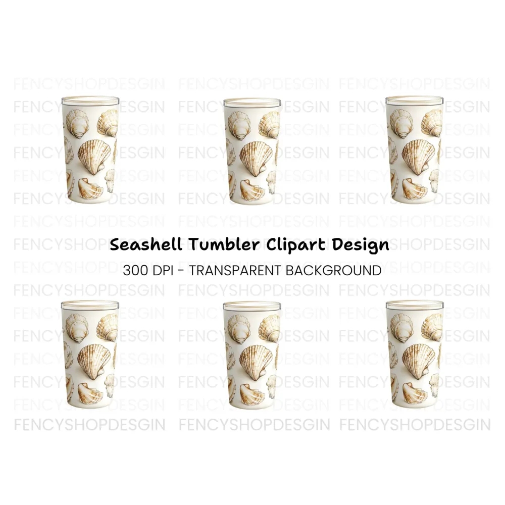 Seashells Tumbler Clipart Bundle