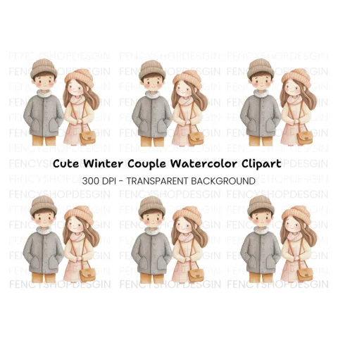 Charming Winter Couple Clipart Bundle