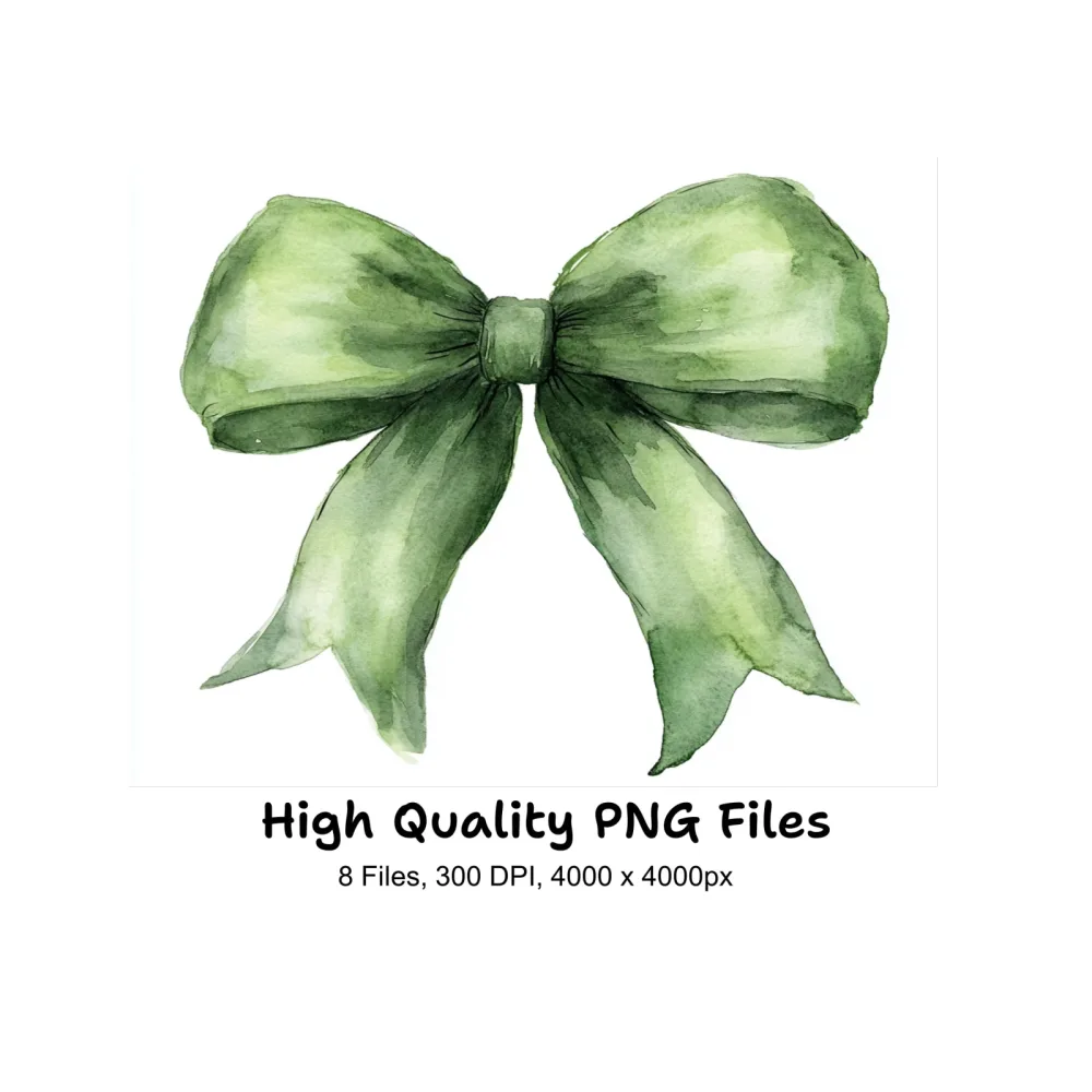 Green Christmas Bows Clipart Bundle