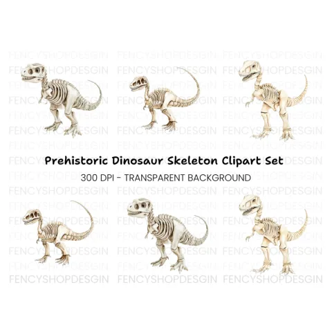 Dinosaur Skeleton Clipart Bundle
