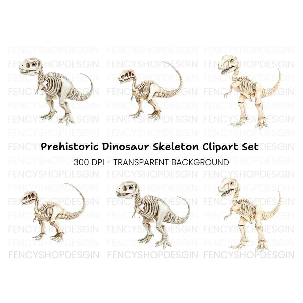 Dinosaur Skeleton Clipart Bundle