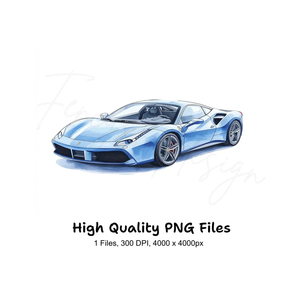 Blue Sports Car Clipart Bundle