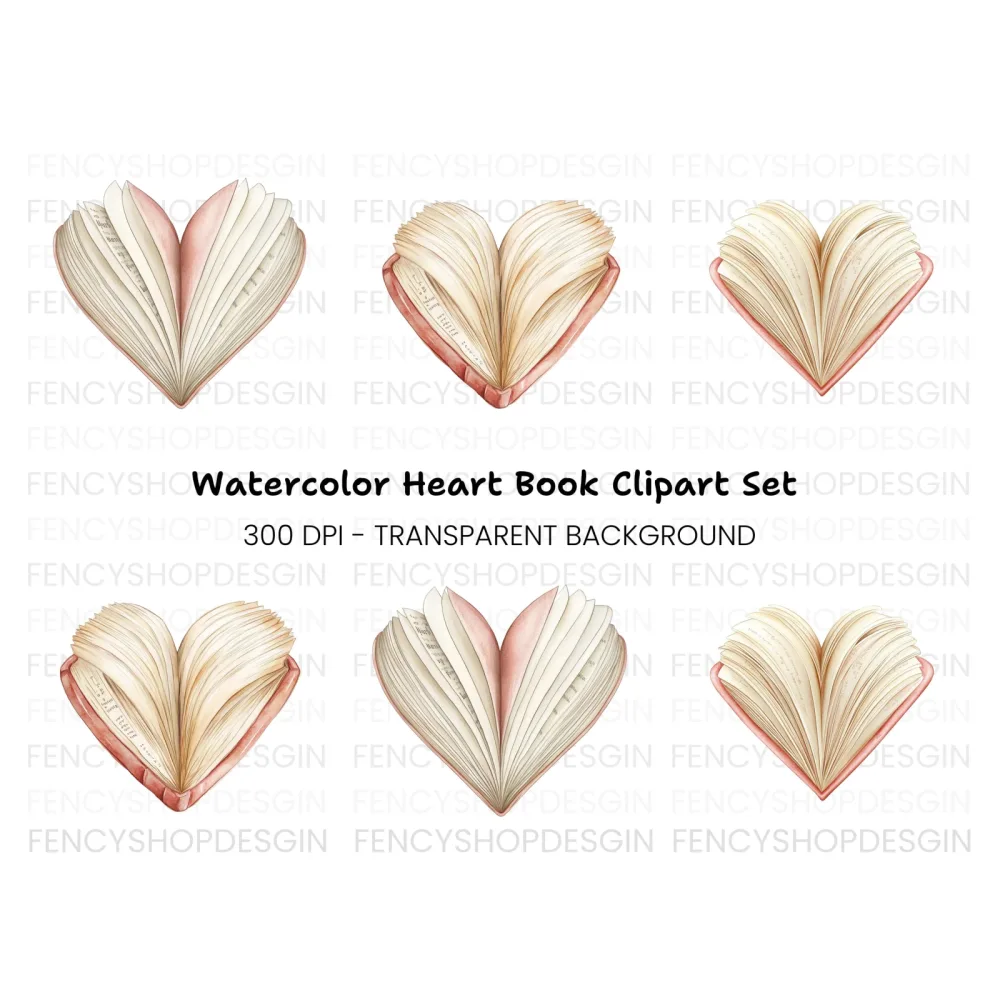 Open Heart Book Clipart Bundle