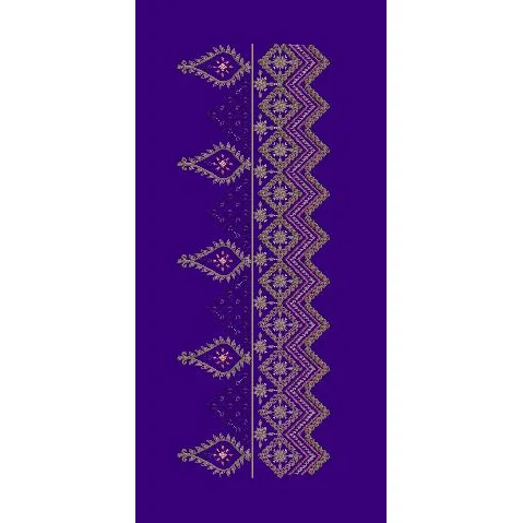 Royal Zari Chevron Lace - Deep Purple & Golden Embroidery Design