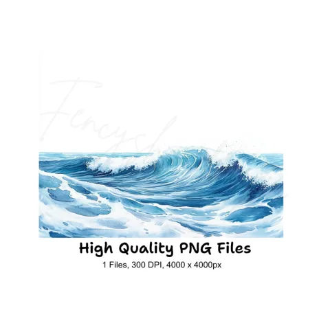 Dynamic Blue Ocean Wave Clipart Bundle