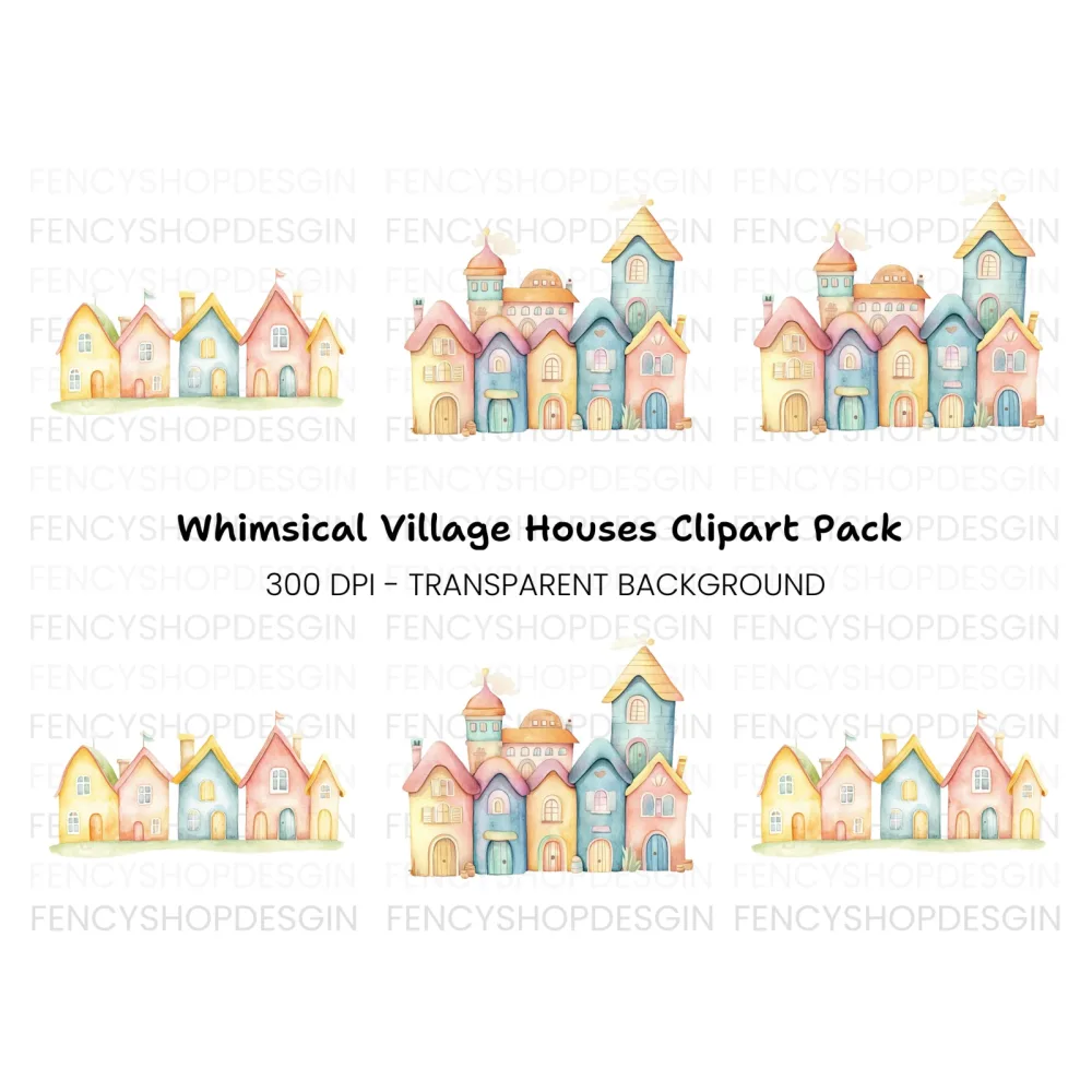Pastel Town Clipart Bundle