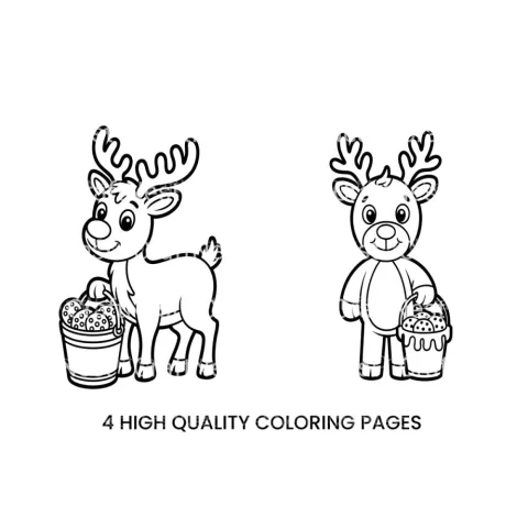 Cute Reindeer with Cookies Coloring Books