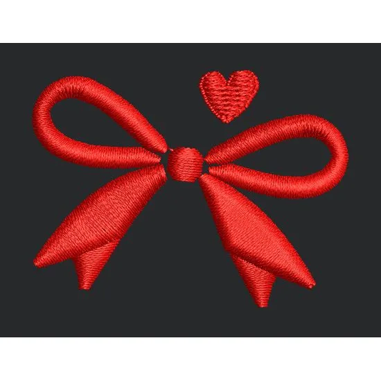 Ribbon And Heart Embroidery Design