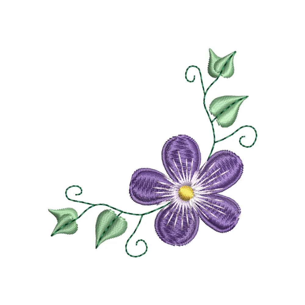 Blue Flower Embroidery Design