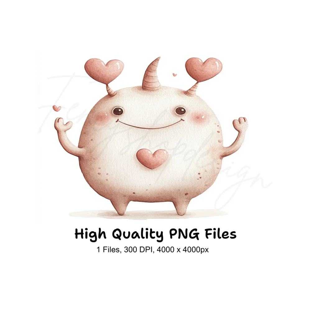 Cute Love Monster Clipart Bundle