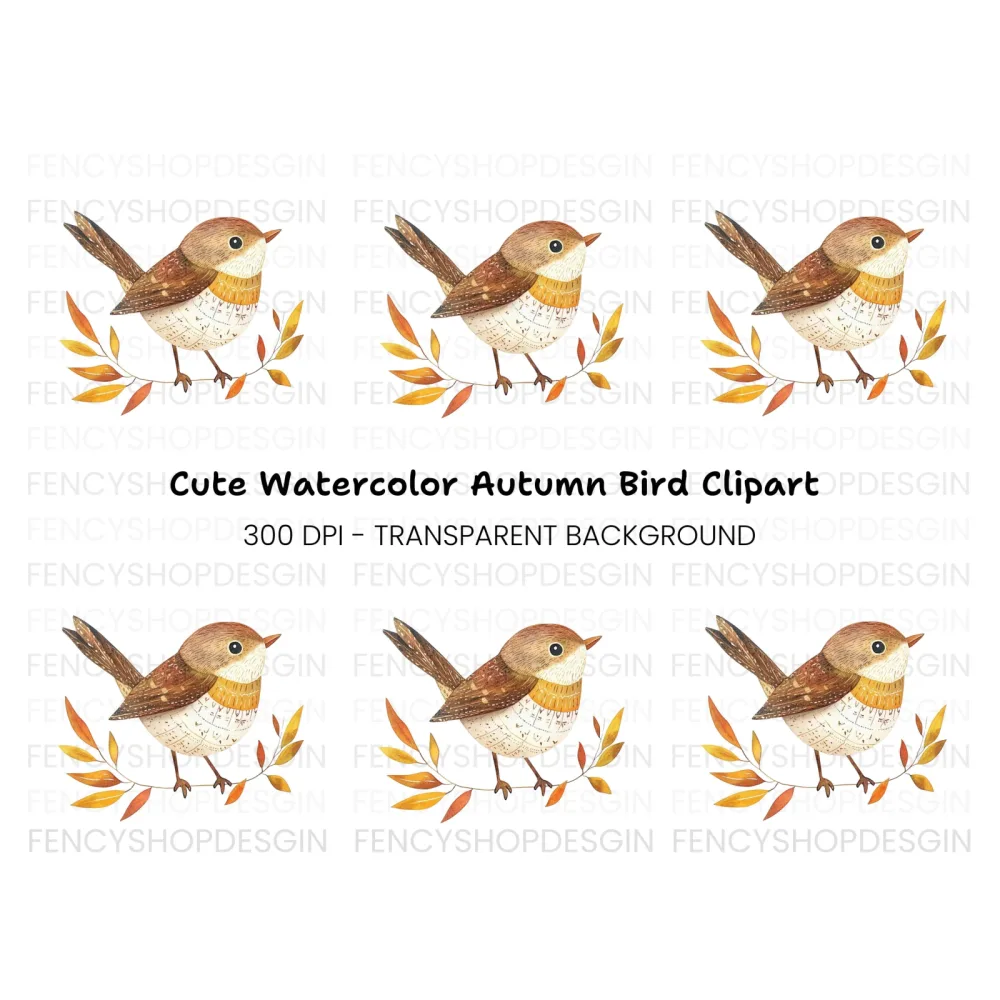 Cute Bird on Branch Clipart Bundle