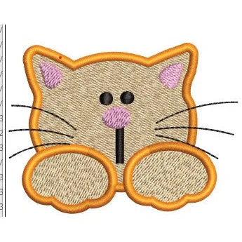 Cat Face Embroidery Design