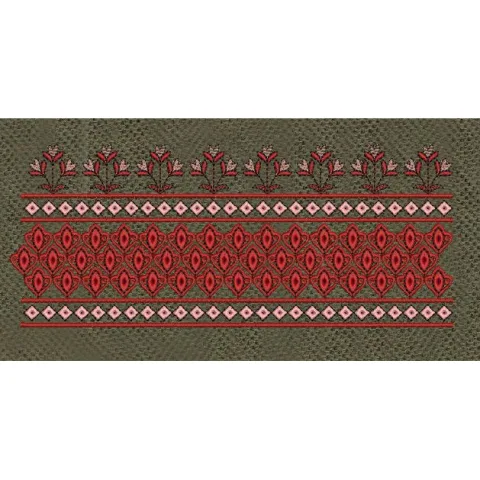 Floral Jacquard Woven Red and Golden Embroidery Design