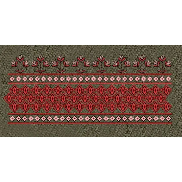 Floral Jacquard Woven Red and Golden Embroidery Design