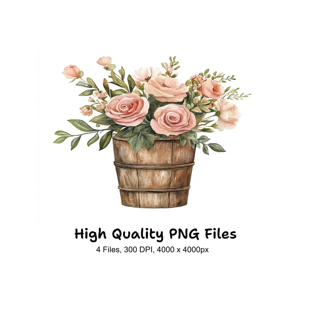 Rustic Floral Arrangements Clipart Bundle