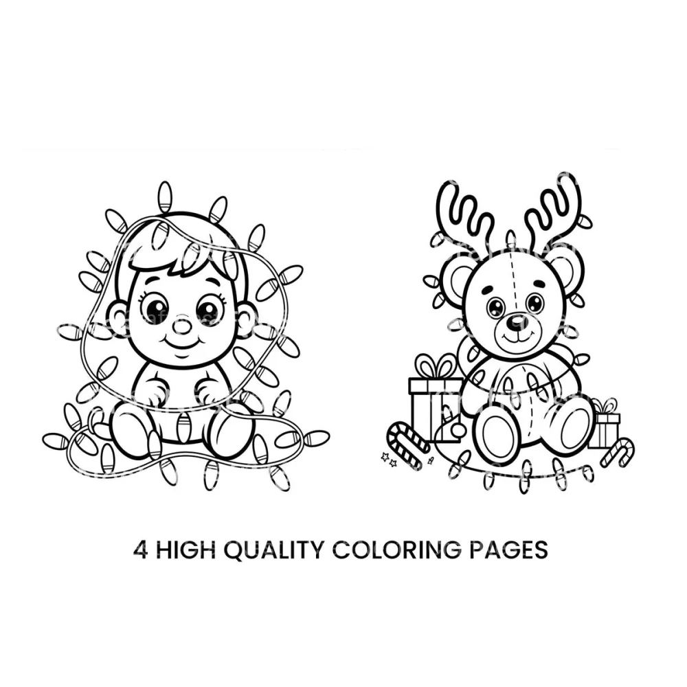 Christmas Baby and Teddy Bear Coloring Books