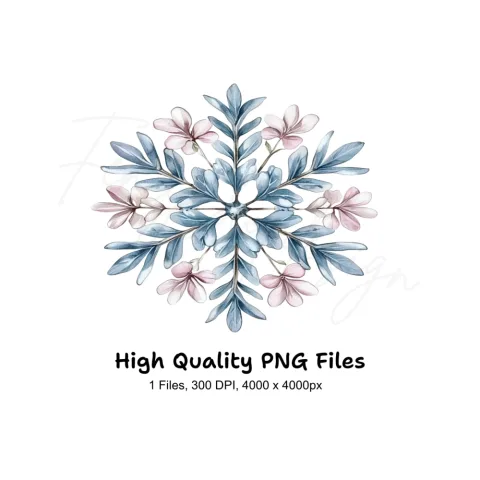 Snowflake Floral Clipart Bundle