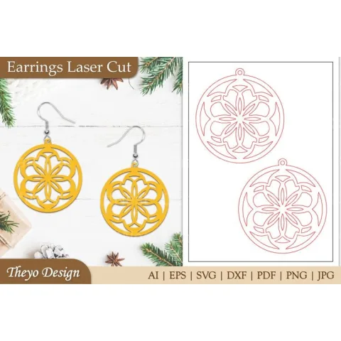 Earrings Lasercut Mandala SVG Bundle