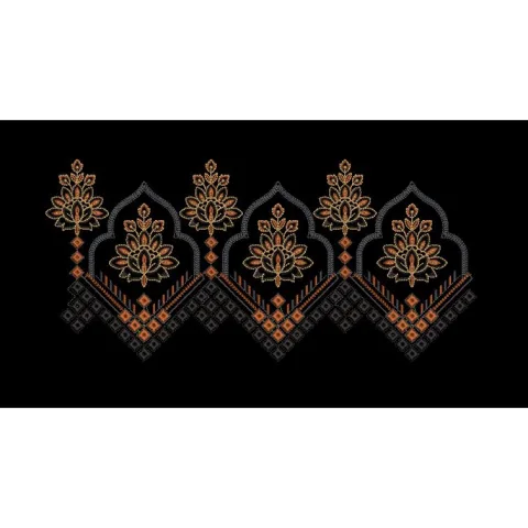 Arch Floral Zigzag Embroidery Design