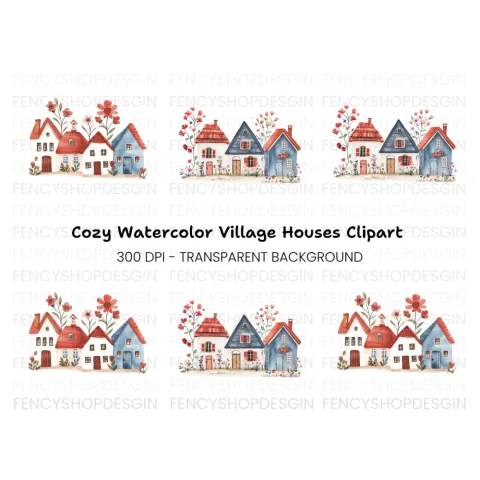 Charming Village Houses Clipart Bundle