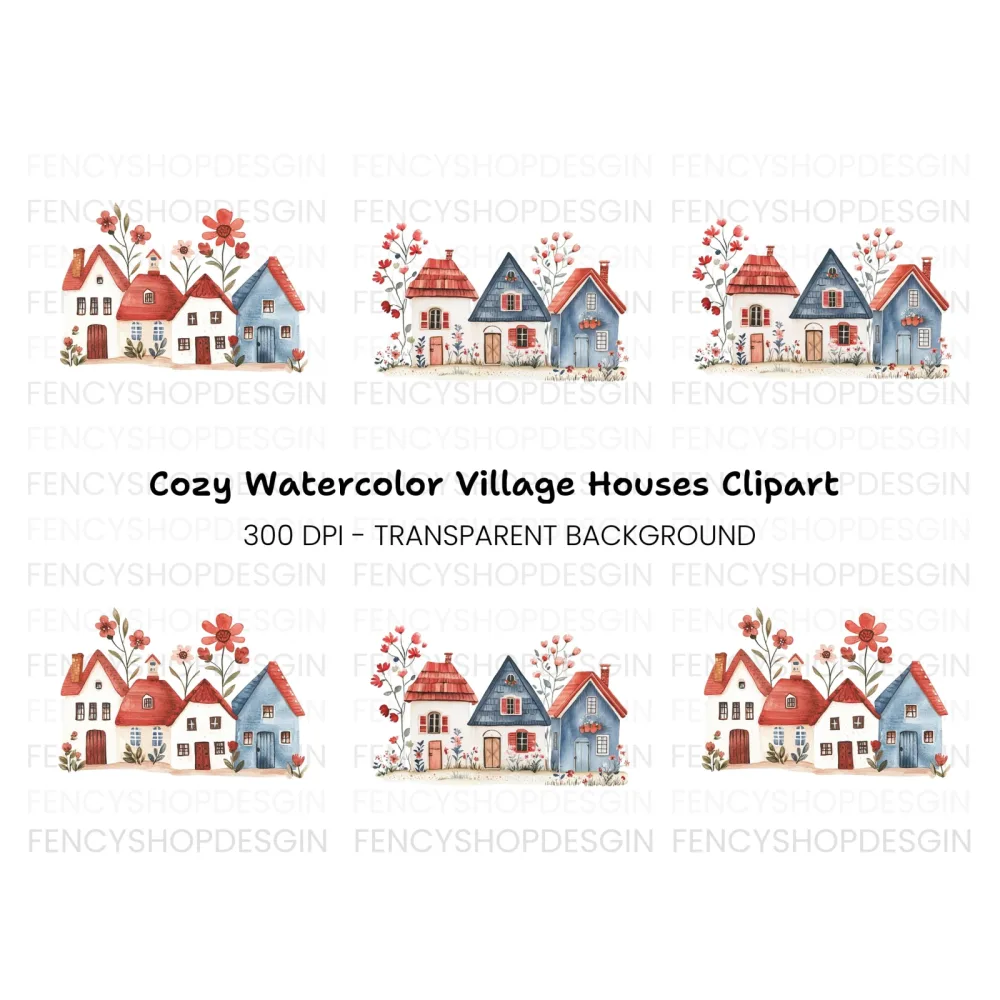 Charming Village Houses Clipart Bundle