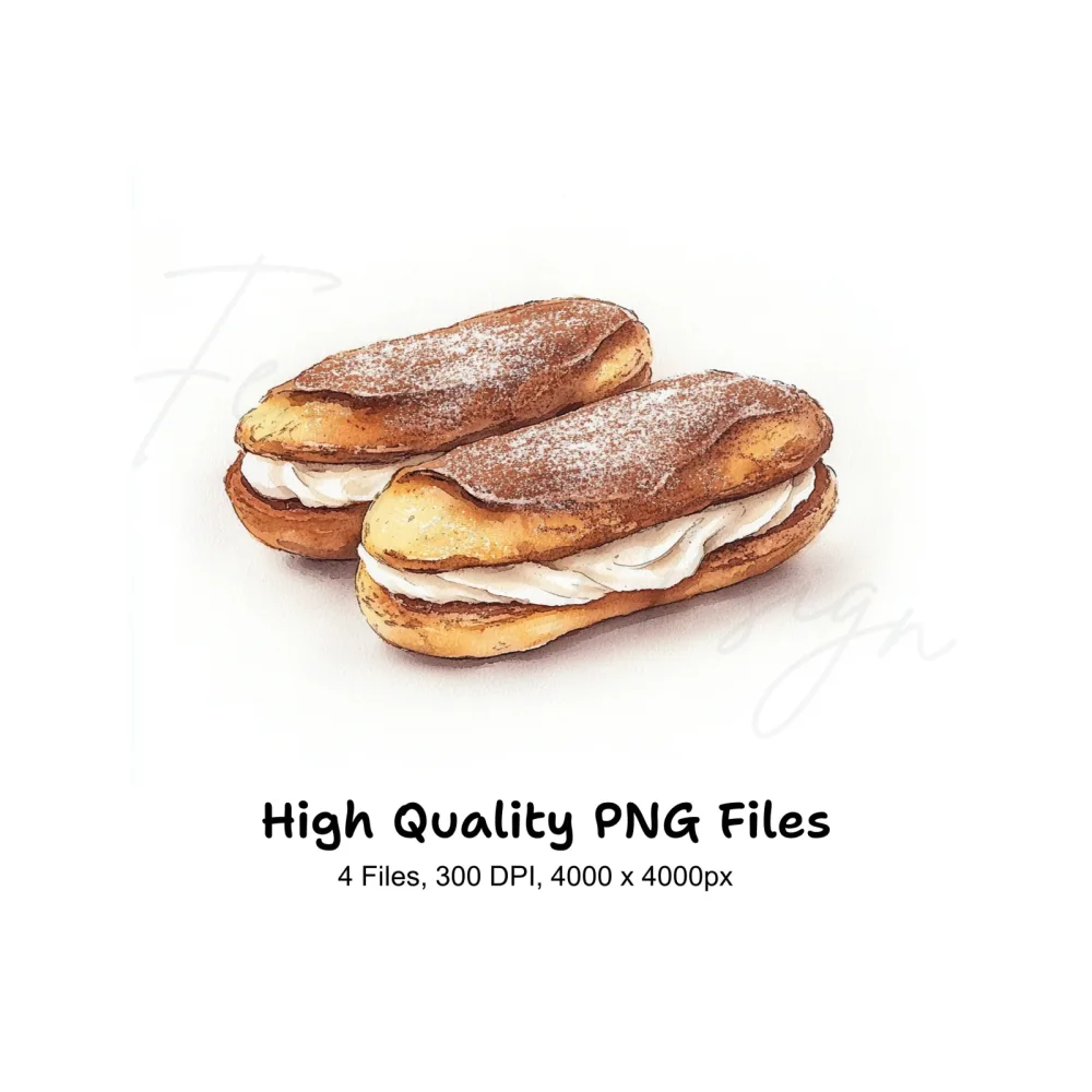 Delicious Cream-Filled Eclairs Clipart Bundle