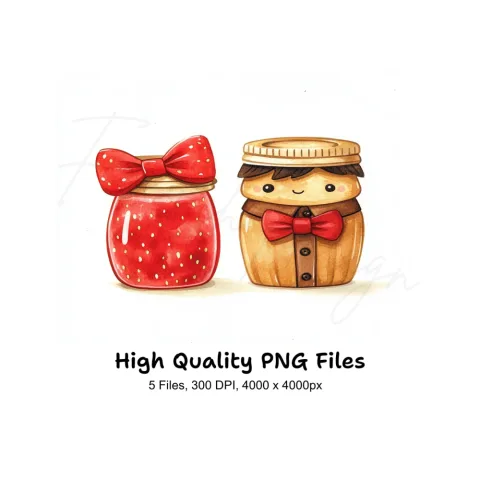 Sweet Jam Jar and Butter Duo Clipart Bundle