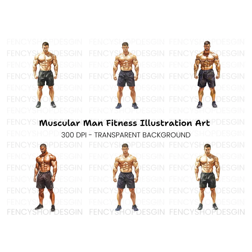 Muscular Men Fitness Clipart Bundle