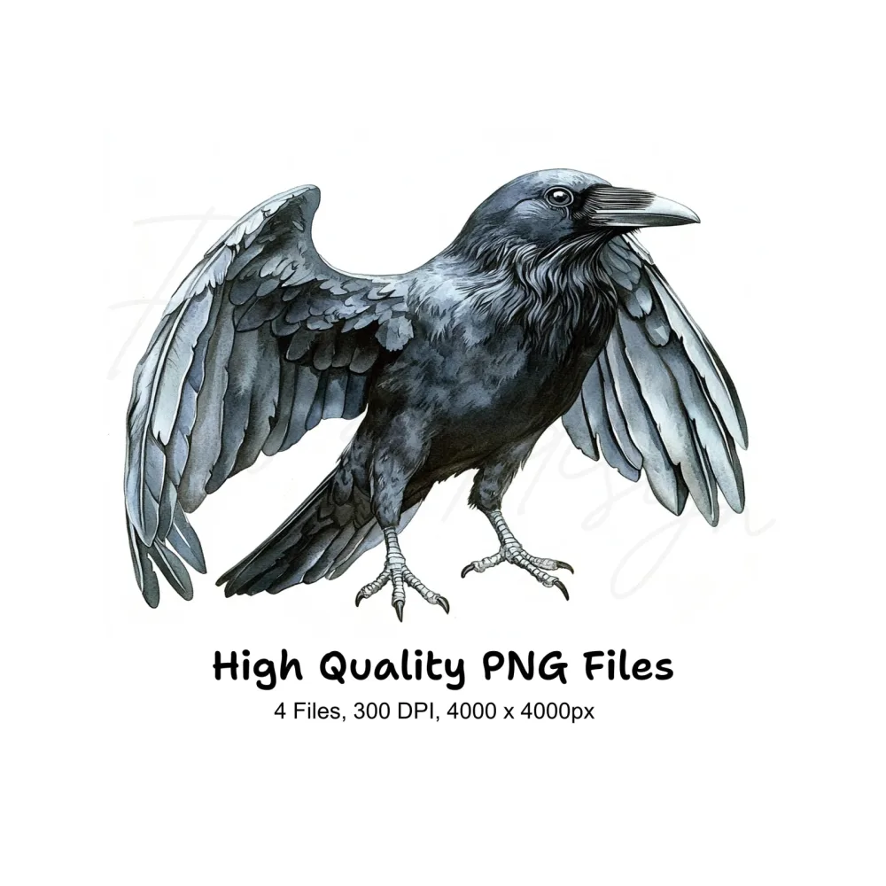 Crows with Open Wings Clipart Bundle