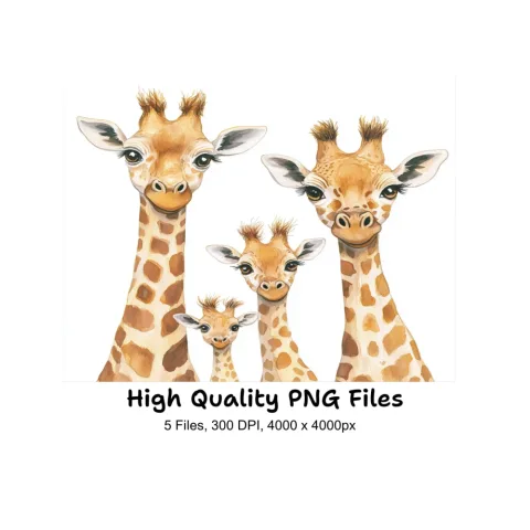 Cute Giraffe Family Clipart Bundle