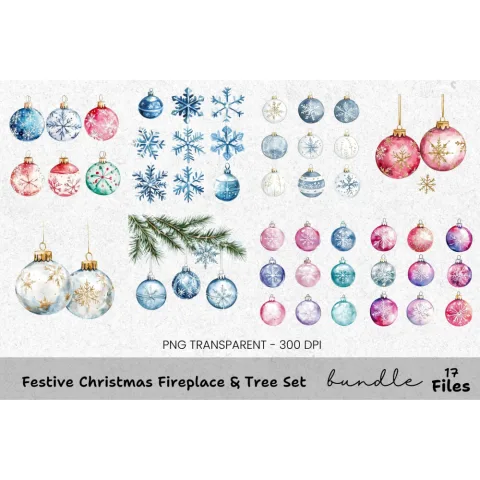 Festive Ornaments Clipart Bundle