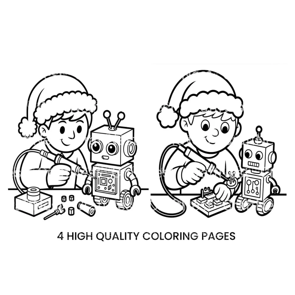 Kids Building Robots Christmas Coloring Books