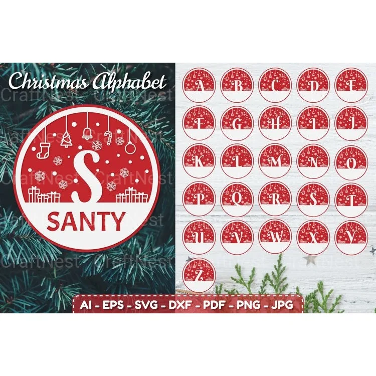 Alphabet Christmas Scene SVG Bundle