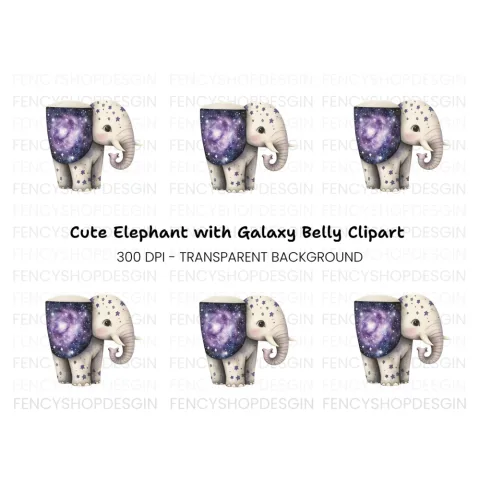 Galaxy Elephant Clipart Bundle