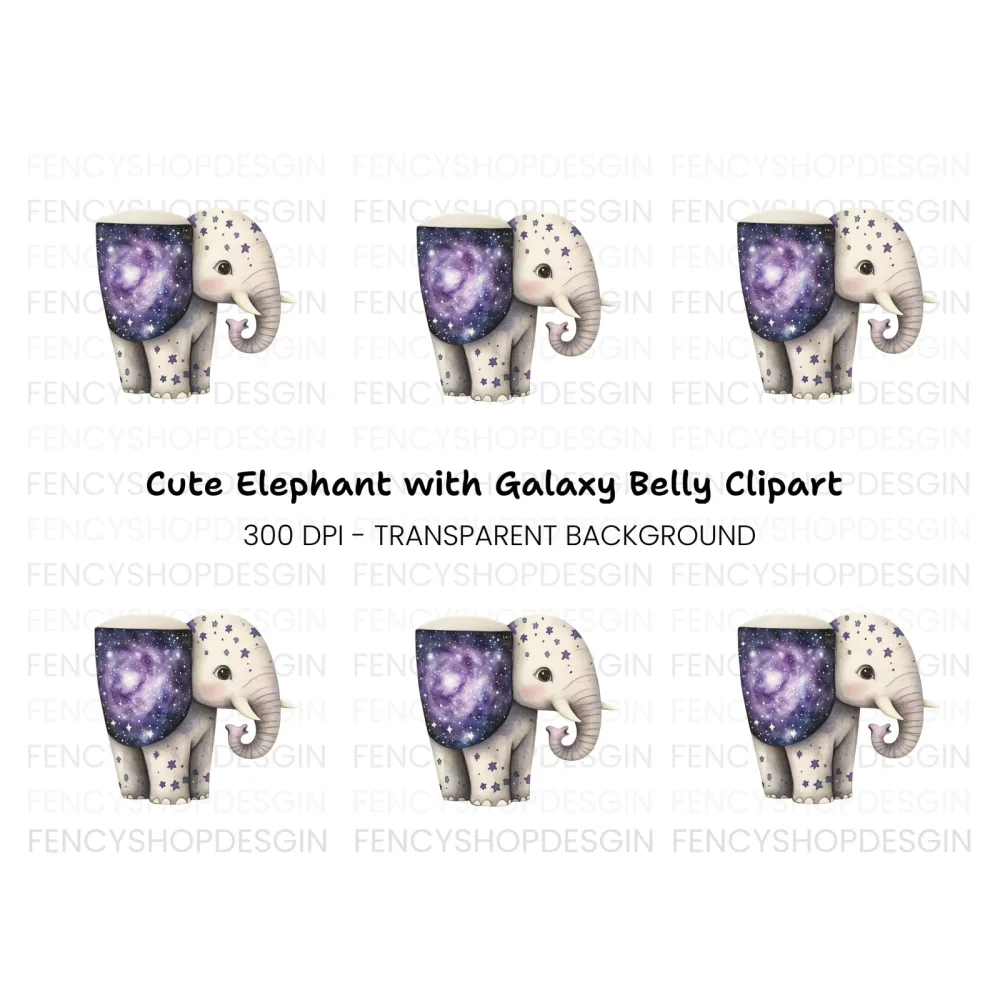 Galaxy Elephant Clipart Bundle
