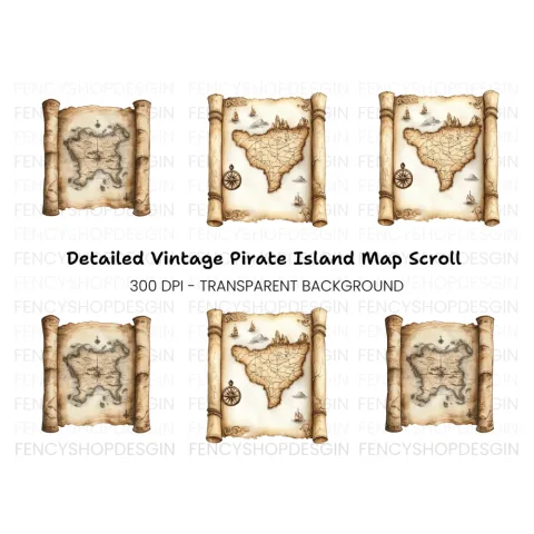 Vintage Treasure Map Clipart Bundle
