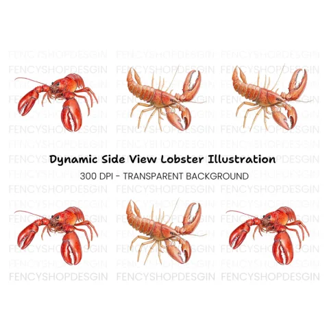 Vibrant Red Lobster Clipart Bundle