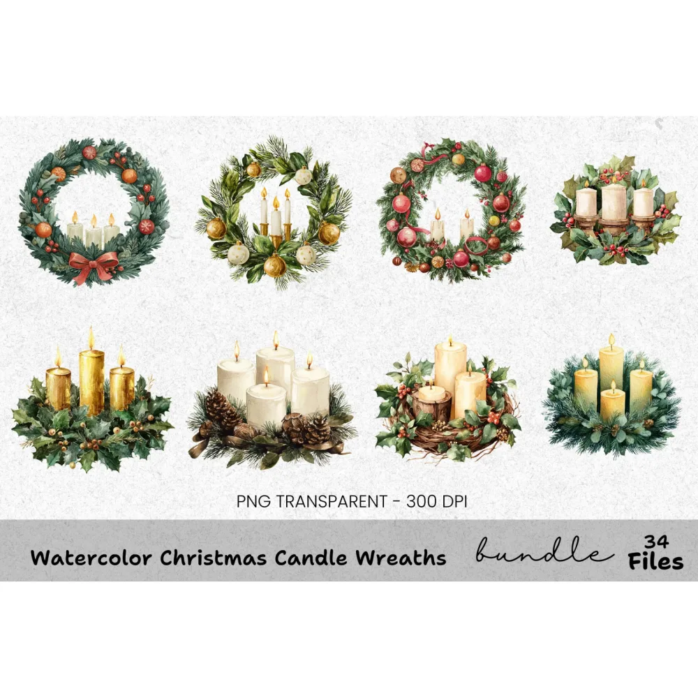 Christmas Advent Wreath Clipart Bundle