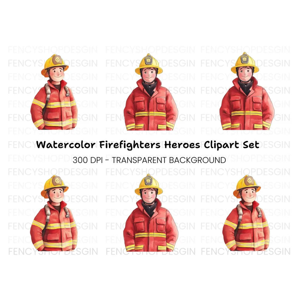 Cute Firefighters Clipart Bundle