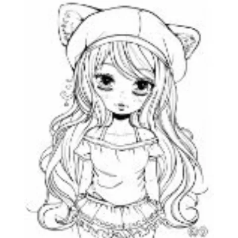 Cute Anime Girl Coloring Book