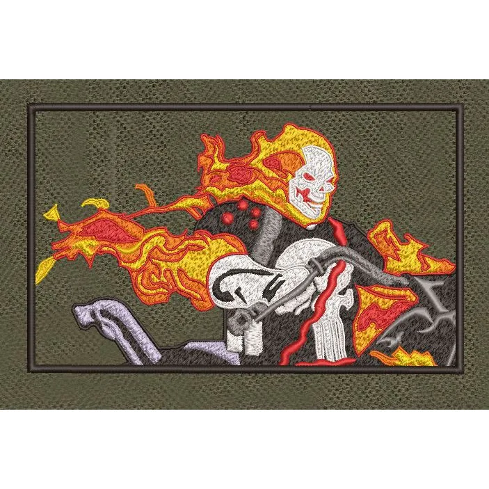 Infernal Rider Fire Embroidery Design