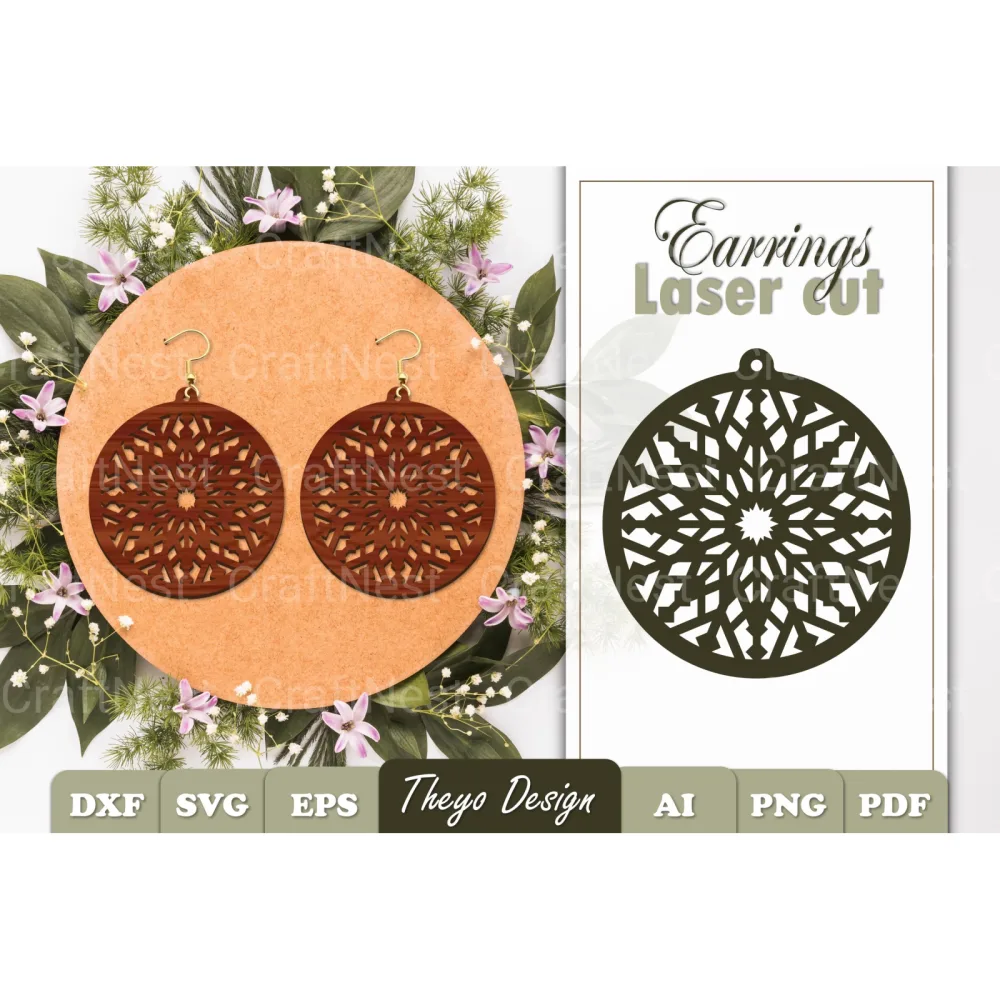 Snowflake Mandala Earrings SVG Bundle